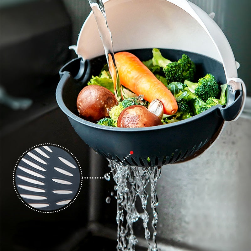 Multifunctional 9 in 1 Vegetable Cutter With Drain Basket