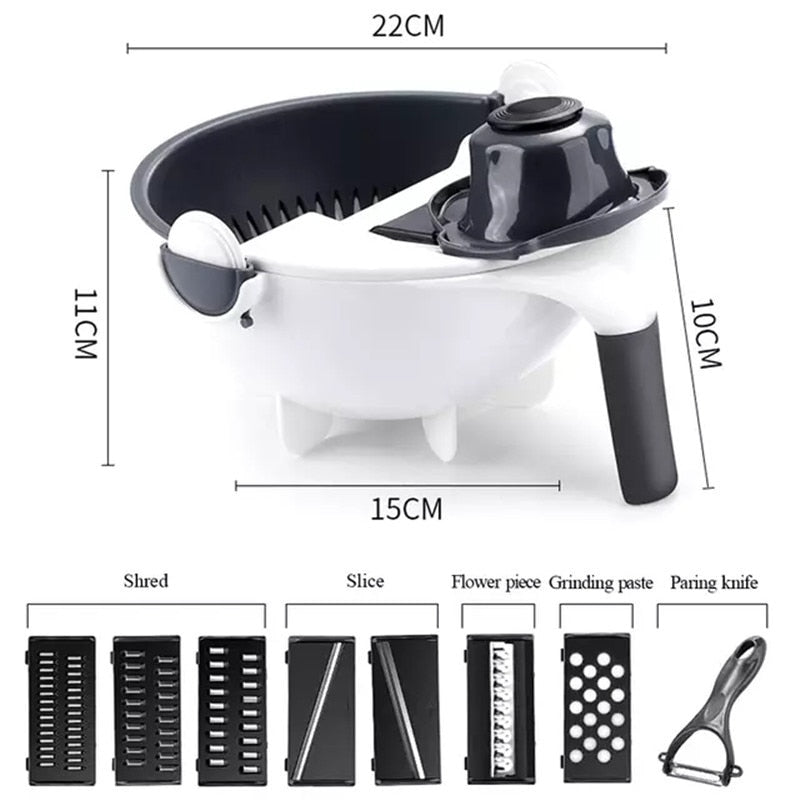 Multifunctional 9 in 1 Vegetable Cutter With Drain Basket