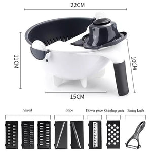 Multifunctional 9 in 1 Vegetable Cutter With Drain Basket