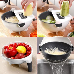 Multifunctional 9 in 1 Vegetable Cutter With Drain Basket