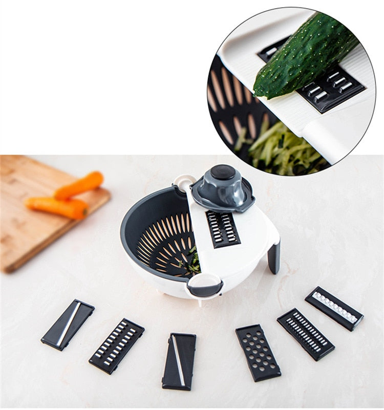 Multifunctional 9 in 1 Vegetable Cutter With Drain Basket